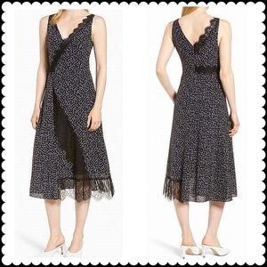 LEWIT Dress Black Print 100% Silk NEW Sz 6